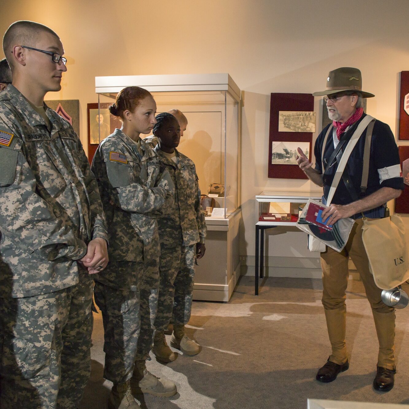 Soldiers on a tour of the Army Medical Department Museum, Fort Sam Houston, TX, 18APR15. Photos will support the AMEDD Museum website. (U.S. Army photo by Francis S. Trachta/Not Released) VIRIN: 150418-A-VG084-001